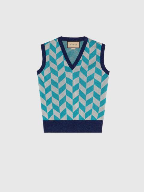 GUCCI Chevron stitch lamé jacquard vest