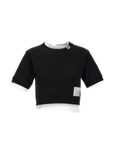 Contrast insert cropped sweater