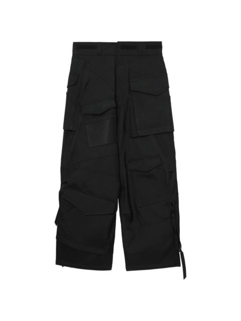 strap-detail asymmetric cargo trousers