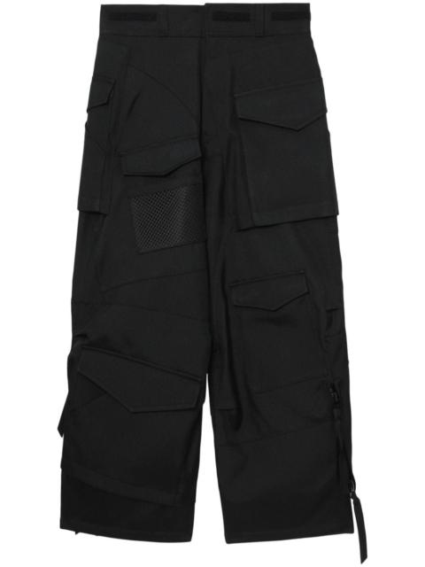 strap-detail asymmetric cargo trousers