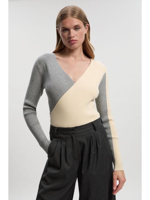 KAREN MILLEN Soft Rib Wrap Front Knitted Jumper