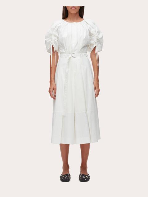 3.1 Phillip Lim Cotton Poplin Ruched-Sleeve Midi Dress