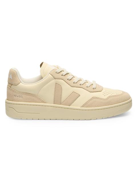 VEJA Women's V-90 Leather & Suede Low-Top Sneakers - Eggshell