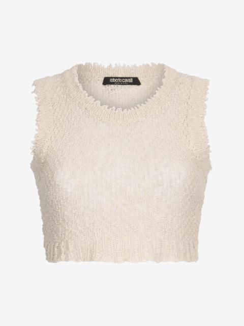 Roberto Cavalli Ivory Textured Knit Top