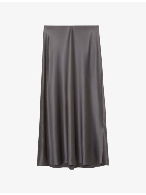 REISS Sofia Regular-Fit Silk Midi Skirt