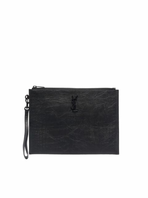 SAINT LAURENT logo-plaque leather iPad case