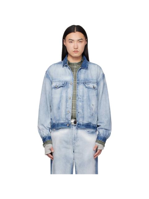 Diesel Blue Medium-Light Skeleton Denim Trucker Jacket