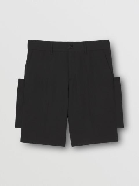 Burberry Panel Detail Grain De Poudre Wool Shorts