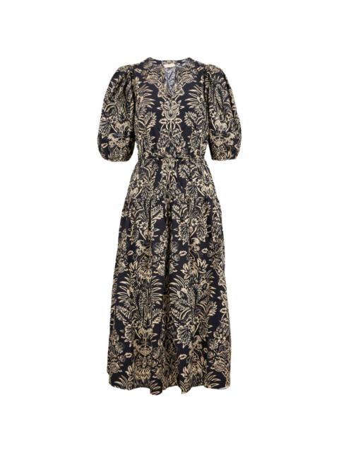 ULLA JOHNSON Harriet puff-sleeve floral midi dress