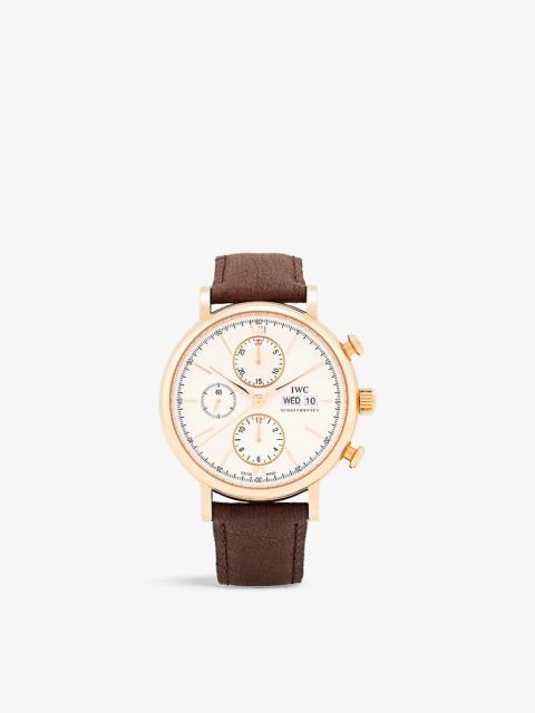 IW391025 Portofino 18ct rose-gold and leather automatic watch