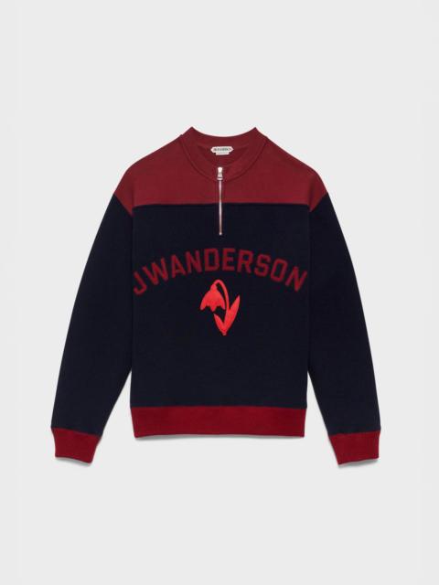 JW Anderson MENS HALF ZIP SWEATSHIRT IN NAVY MELANGE