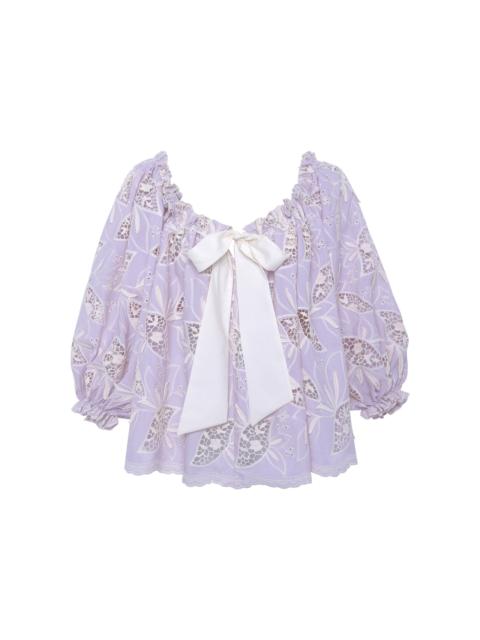 SIEDRÉS Lune Embroidered Poplin Top purple