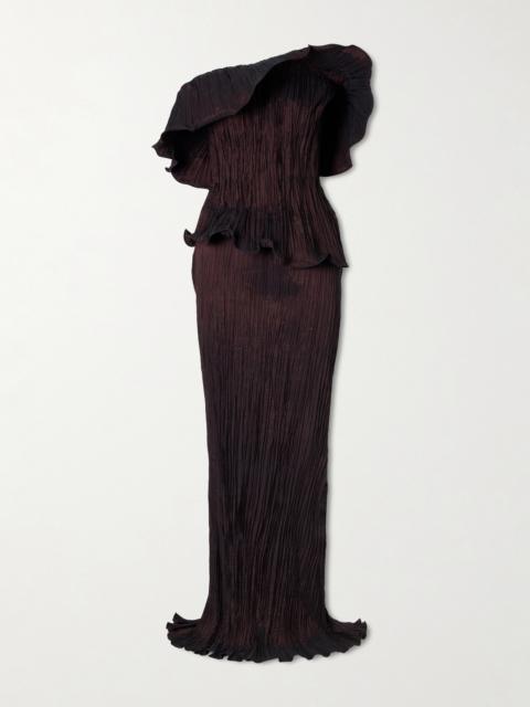MARMAR HALIM Pleated Off-the-shoulder Taffeta Gown