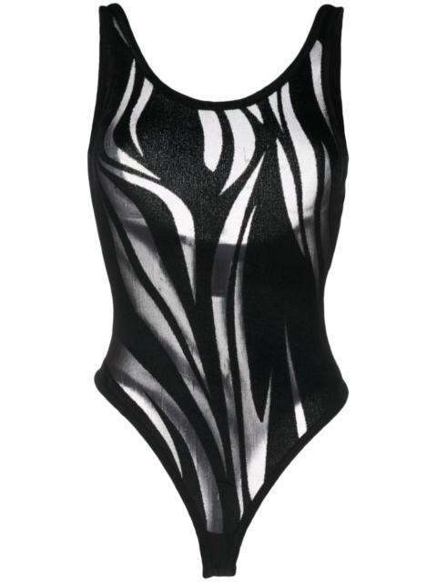 MUGLER sheer-pattern mesh bodysuit