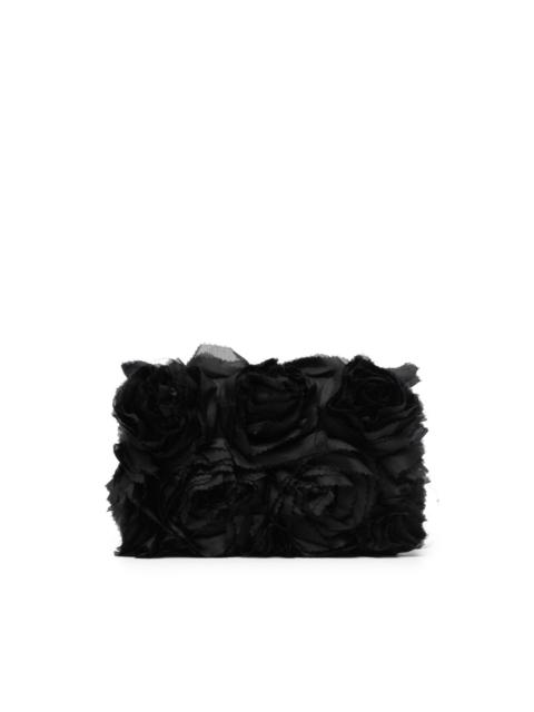 Erdem ruffle-detail floral-appliquÃ© clutch bag