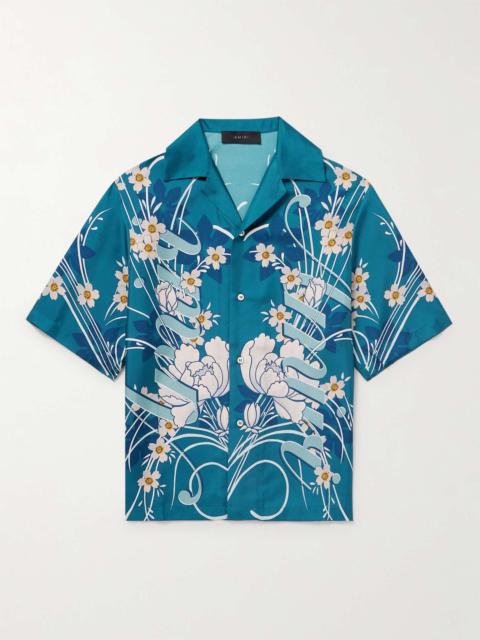 Camp-Collar Printed Silk-Twill Shirt