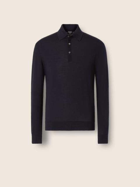 ZEGNA NAVY BLUE TROFEO 15MILMIL15 WOOL POLO SHIRT