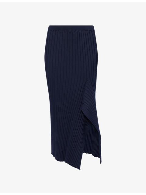 Stella McCartney Asymmetric Ribbed Cotton Midi Skirt
