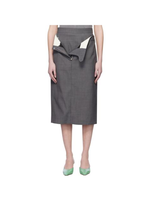 SHUSHU/TONG Gray Double Layer Midi Skirt Set