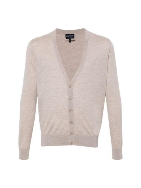 V-neck wool cardigan