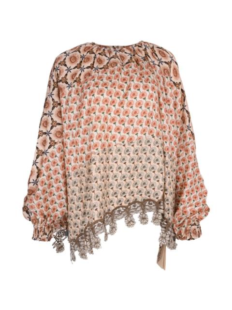 BIYAN embroidered-hemline print blouse