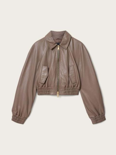 ALLSAINTS ANOUK CROPPED LEATHER BOMBER JACKET
