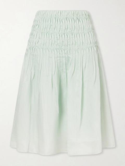 KHAITE Florence Ruched Lyocell And Silk-blend Skirt