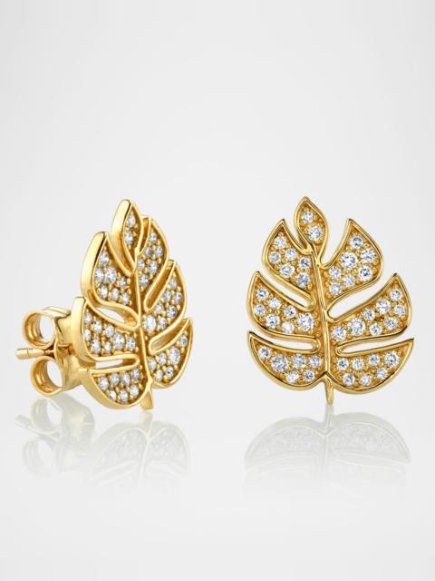 SYDNEY EVAN Medium Monstera Leaf Stud Earrings