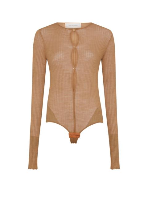 Sportmax 늑골 니트 단추 위로 bodysuit