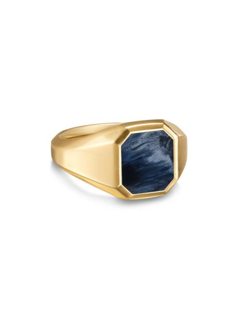 DAVID YURMAN Men's Streamline Signet Ring in 18K Yellow Gold, 14MM - Pietersite