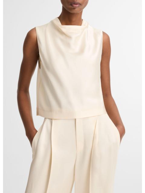 Vince Satin Cropped Cowl-Neck Top