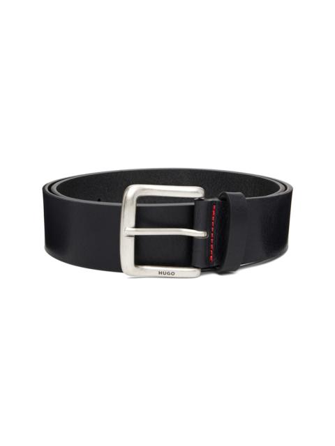 HUGO Black Buffalo Leather Pin-Buckle Belt