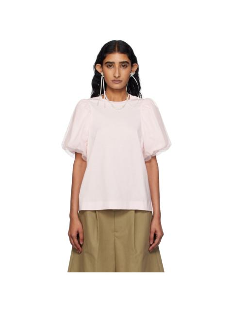 Simone Rocha Pink Tulle Overlay Puff Sleeve T-shirt