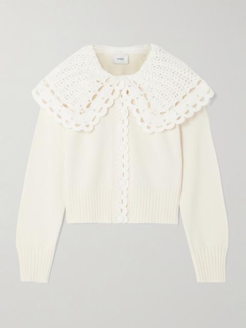 Erdem Convertible Merino Wool-blend And Crocheted Organic Cotton Cardigan
