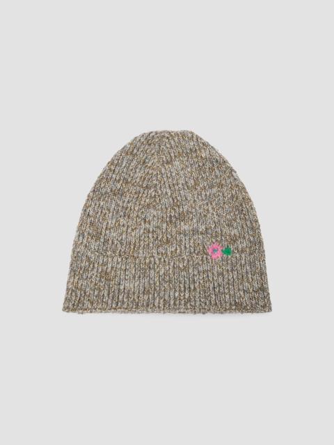 Dries Van Noten Men's Flower Embroidered Wool-Blend Beanie - Light Grey