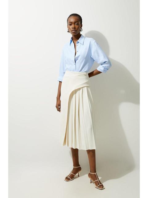 KAREN MILLEN Tailored Buckle Detail Pleated Midi Skirt