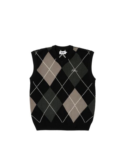 PALACE ARGYLE KNIT VEST BLACK / GREY