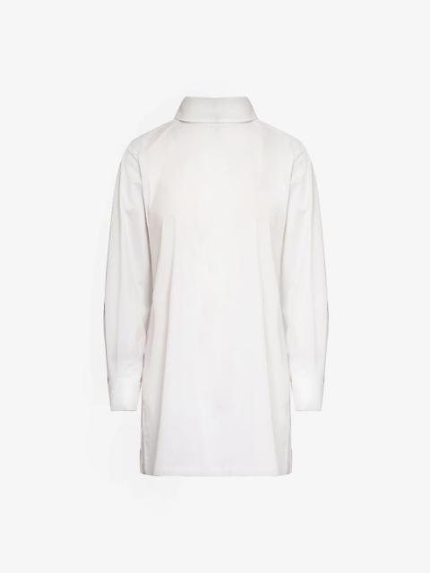 ISSEY MIYAKE High-neck split-hem cotton-blend shirt