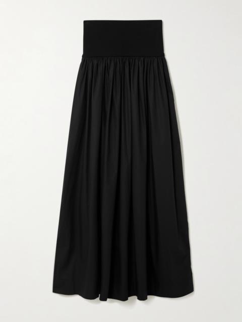 ESSE Studios Gathered Organic Cotton-poplin And Stretch-knit Maxi Skirt