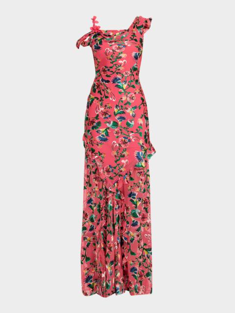 SALONI Seema Floral Silk Chiffon Maxi Dress