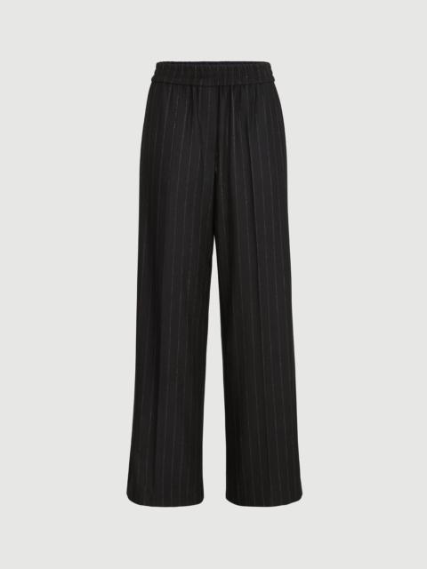 Brunello Cucinelli Comfort virgin wool dazzling chalk stripe loose track trousers