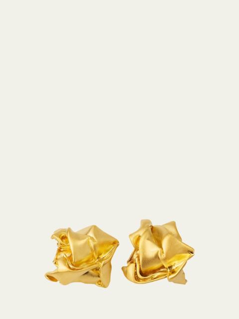 Completedworks Gold Plated Recycled Sterling Silver Crunched Stud Earrings