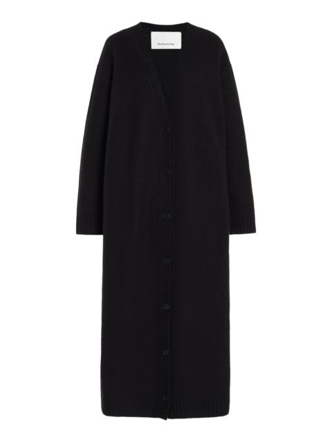 The Frankie Shop Emi Long Felted Wool Cardigan black