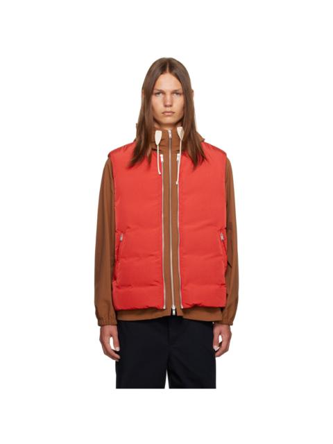 Brown & Red Jacket & Down Vest Set