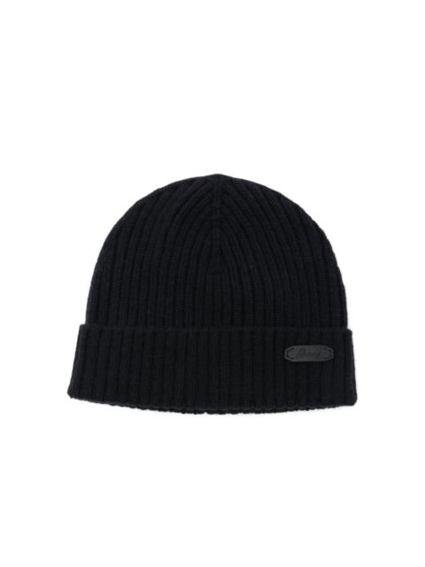 Brioni logo-patch beanie hat