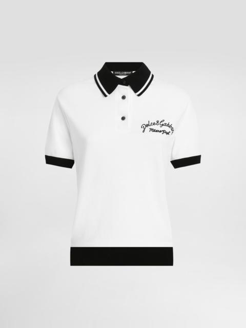 Dolce & Gabbana Short cotton piqué polo-shirt with DG logo embroidery