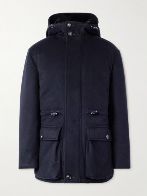 Loro Piana Damiano Shearling-Lined Padded Storm System® Cashmere-Felt Hooded Jacket Navy
