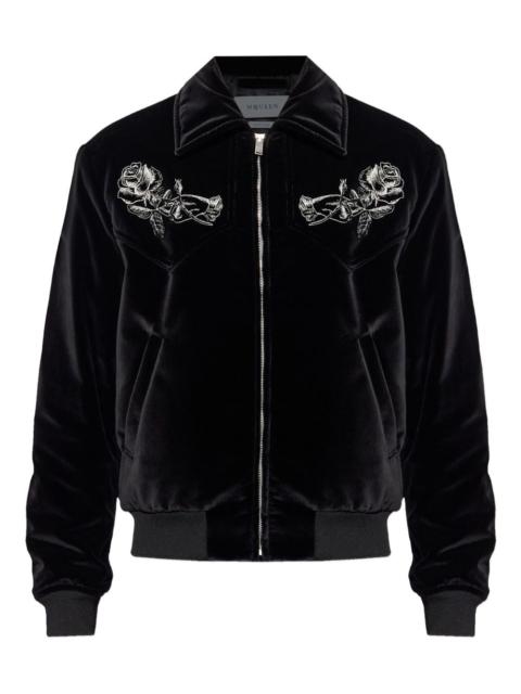 Alexander McQueen rose-embroidered velvet jacket