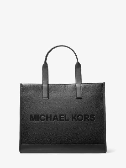 MICHAEL KORS Cooper Logo Embossed Pebbled Leather Tote Bag