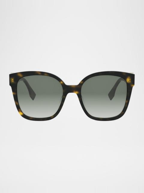 FENDI FF Diamonds Square Havana Acetate Sunglasses